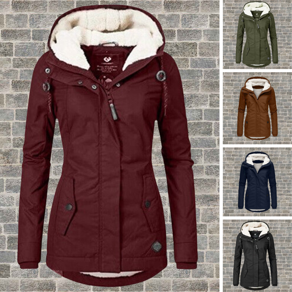 Parka invernale da donna con cappuccio sherpa – Cappotto outdoor caldo e alla moda per giornate fredde