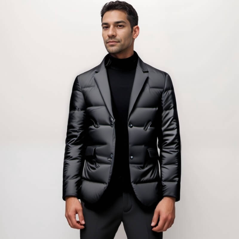 Heren doorgestikte blazer modern business casual winterjas – elegant & veelzijdig