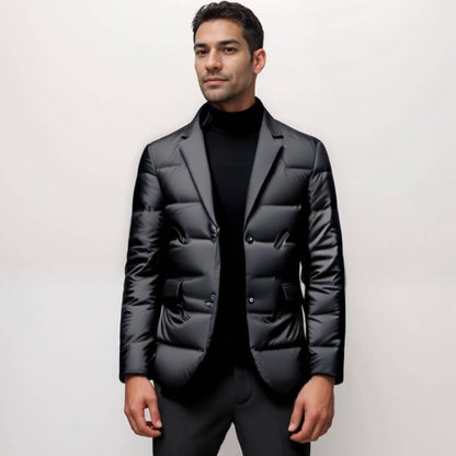 Heren doorgestikte blazer modern business casual winterjas – elegant & veelzijdig