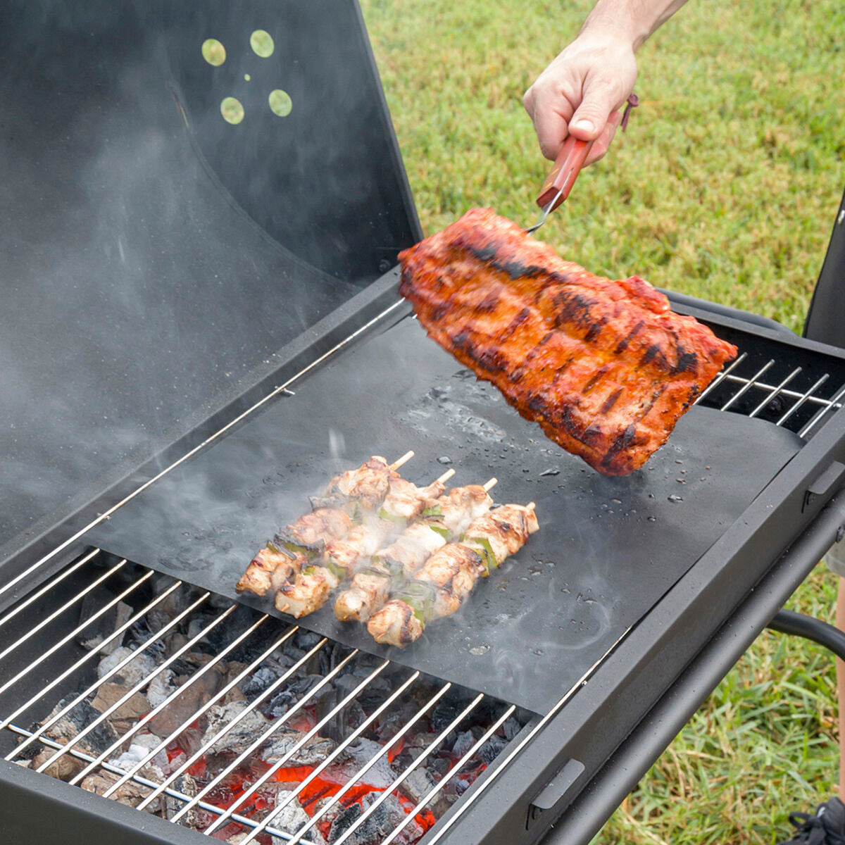 Grillmat voor oven en barbecue, 2 stuks, herbruikbaar, glasvezel