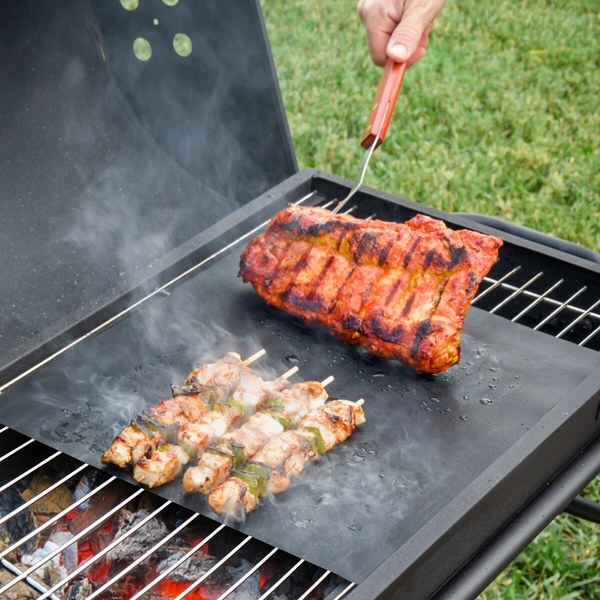 Grillmat voor oven en barbecue, 2 stuks, herbruikbaar, glasvezel