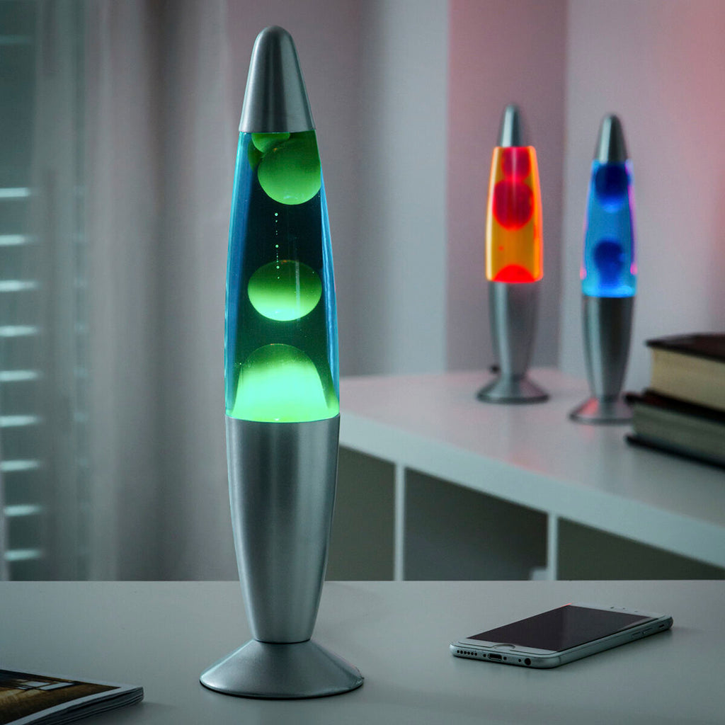 Lavalamp met glazen behuizing, 21,5 cm hoog, rood/groen/blauw