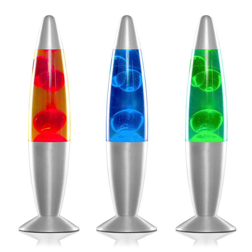 Lavalamp met glazen behuizing, 21,5 cm hoog, rood/groen/blauw