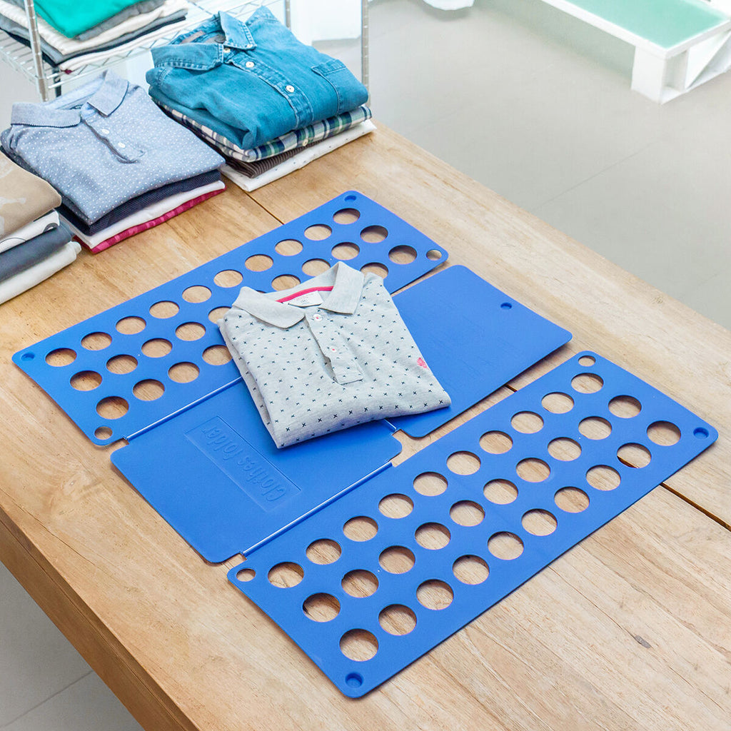 Kledingvouwer blauw polypropyleen - opvouwbaar hulpmiddel voor kleding vouwen