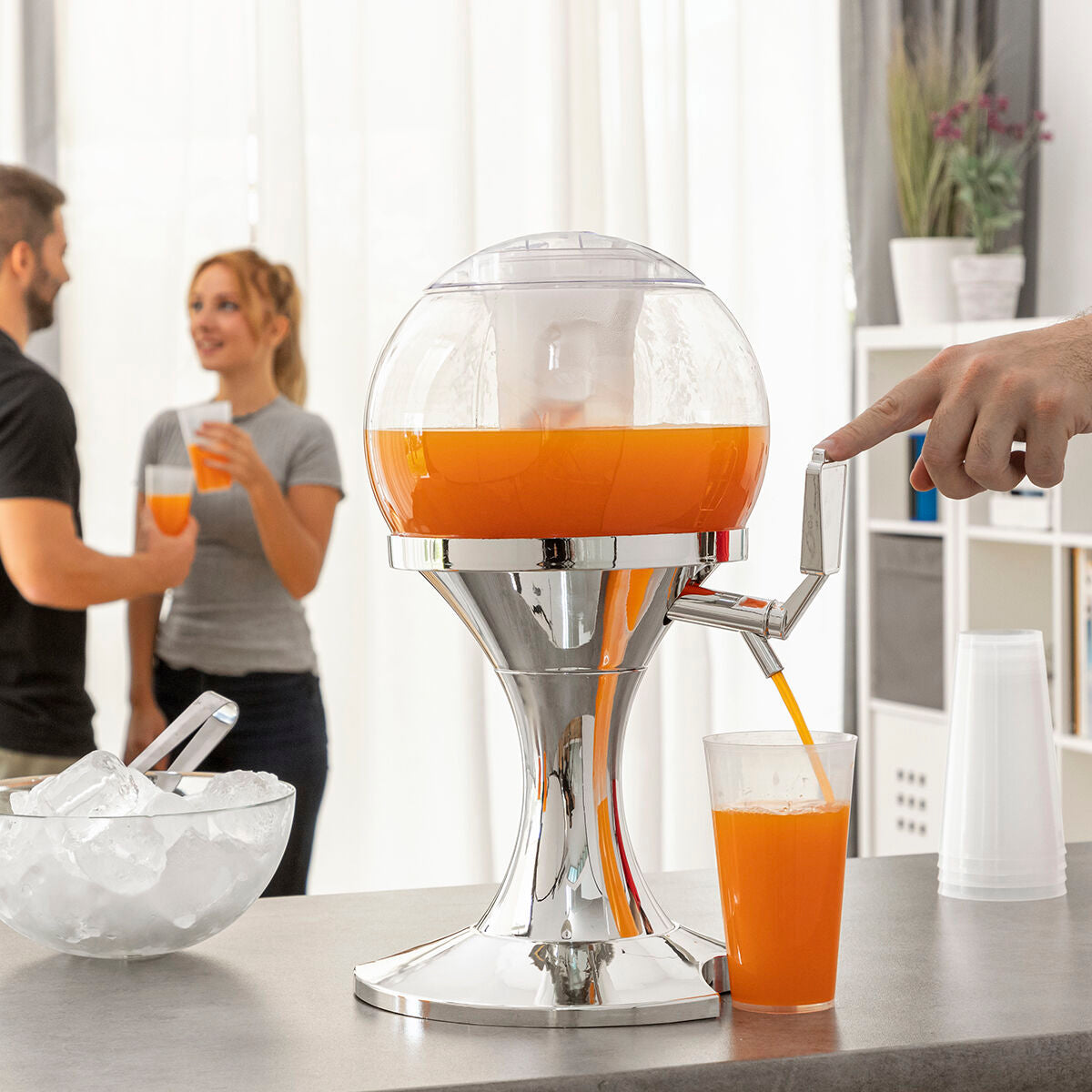 Drankdispenser bol met koelvak voor ijs, 3,5 liter, transparant