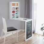 Vouwbaar wandbureau met krijtbord en kurkpaneel, wit, hout