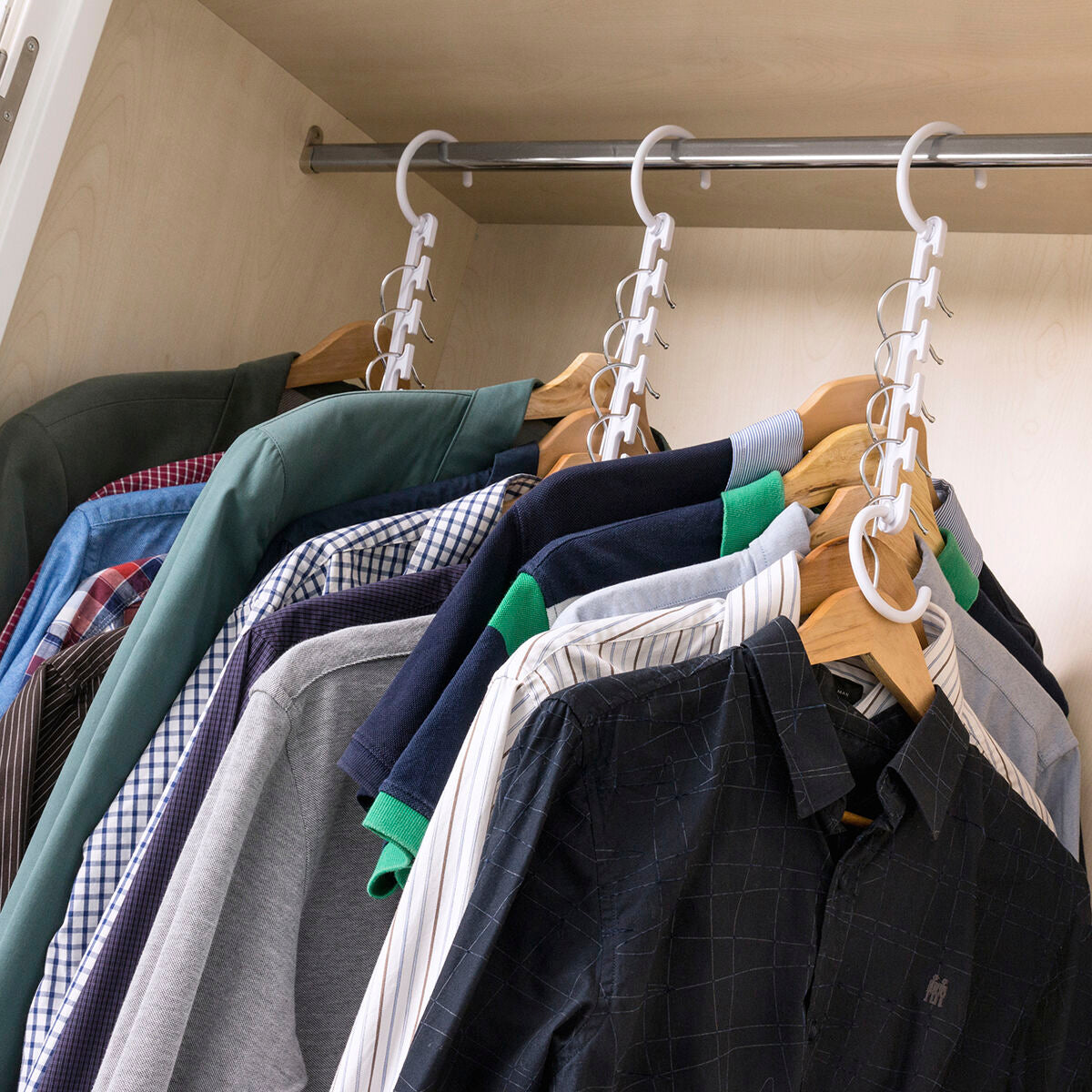 Kledingorganizer voor 40 items, 24-delig, wit ABS kledingrek
