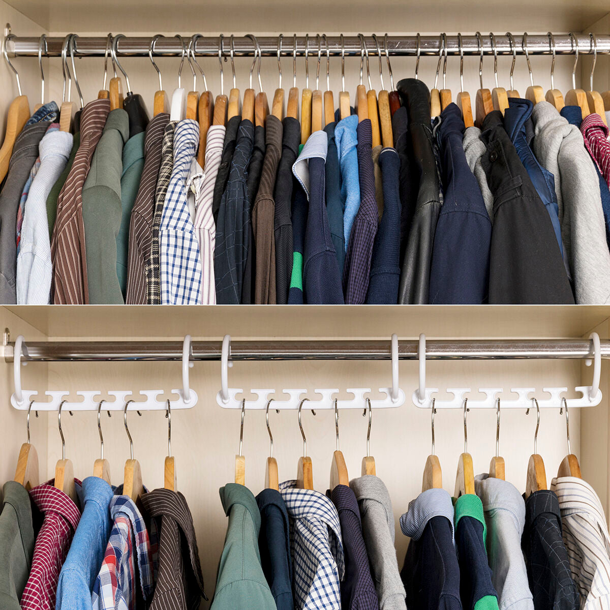 Kledingorganizer voor 40 items, 24-delig, wit ABS kledingrek