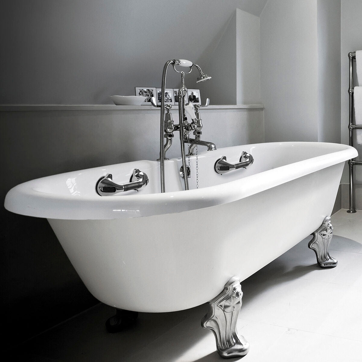 Veiligheidshandgreep badkamer met zuignappen - ABS/rubber, zilverkleurig-zwart