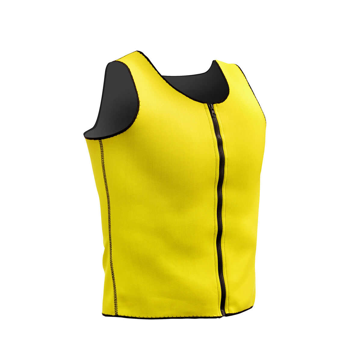 Herensportvest met saunaeffect, neopreen, geel/zwart, maat M/L/XL