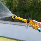 Waterpistool met drukregelaar en tank, 8 sproeistanden, tuinslangaansluiting