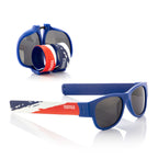 Oprolbare zonnebril Frankrijk-design, blauw, gepolariseerd UV400