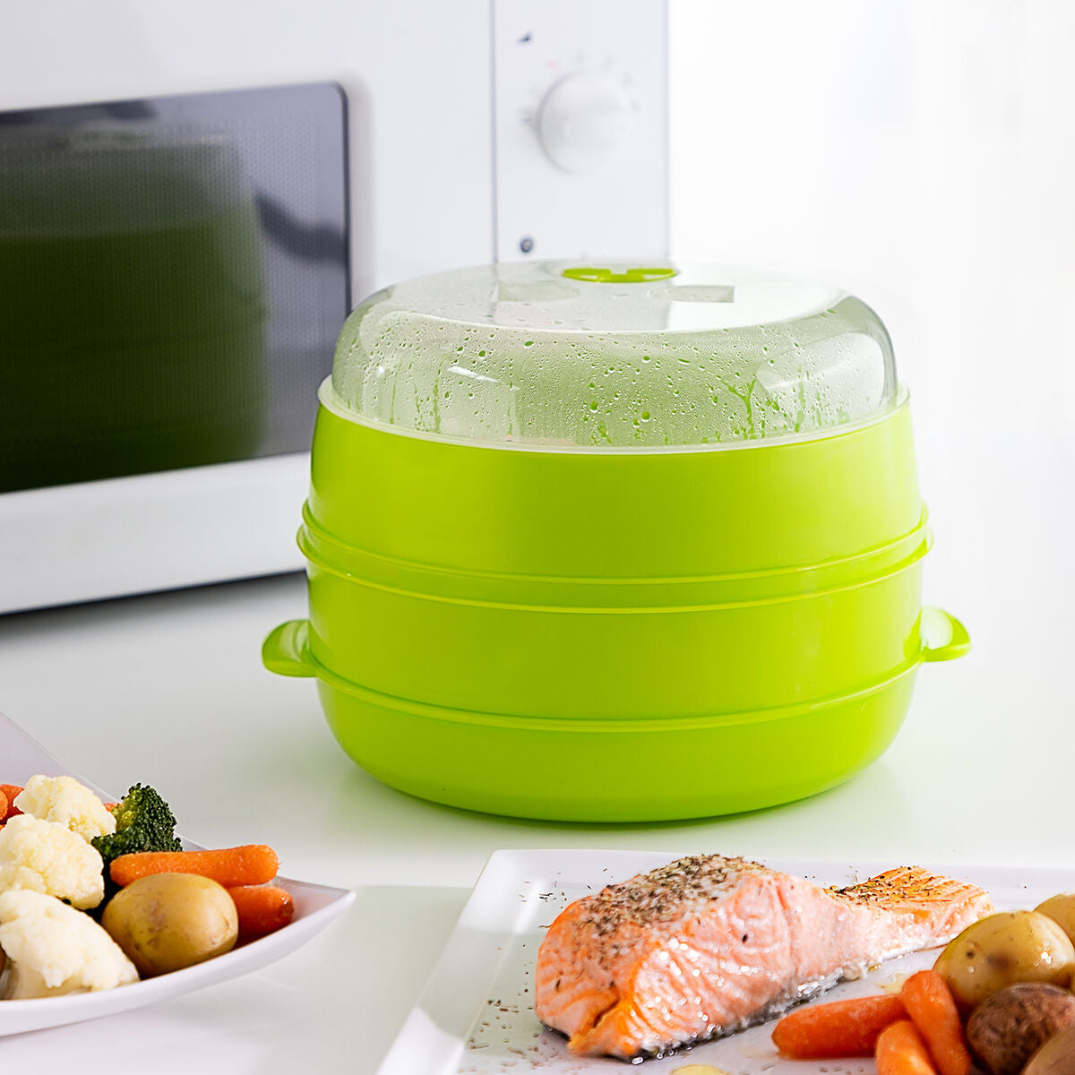 Dubbele magnetron-steamer met 2 compartimenten, limoengroen