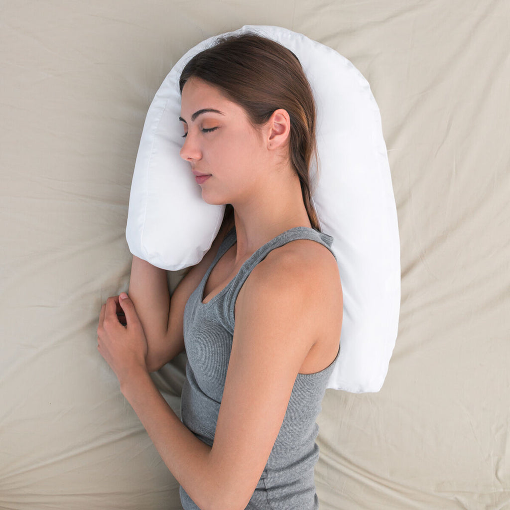 Ergonomisch U-vormig zijslaapkussen wit, katoen/polyester 39x57x14 cm