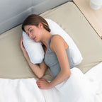 Ergonomisch U-vormig zijslaapkussen wit, katoen/polyester 39x57x14 cm