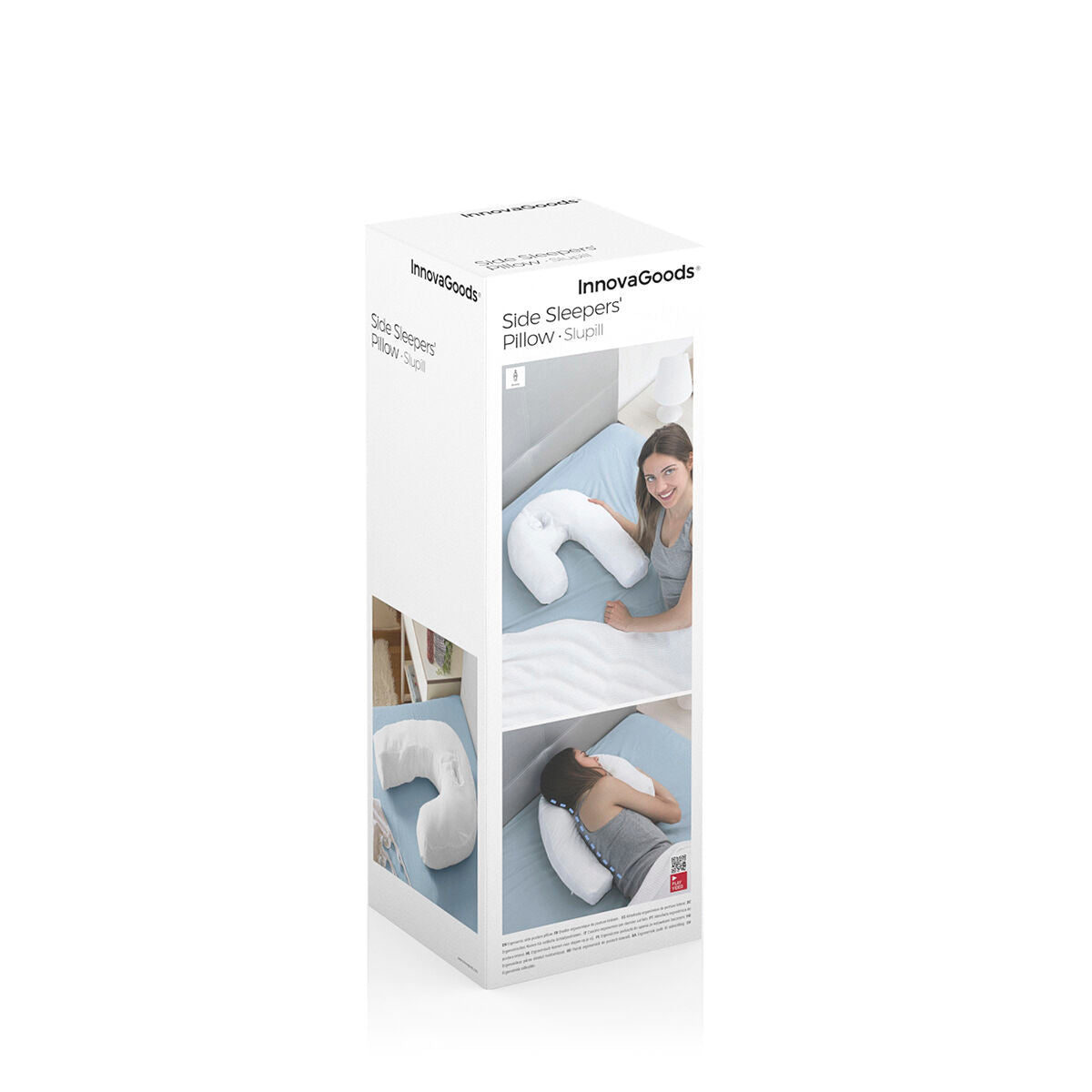 Ergonomisch U-vormig zijslaapkussen wit, katoen/polyester 39x57x14 cm