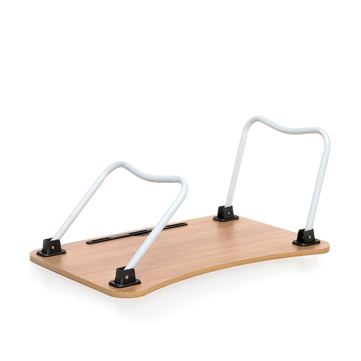 Opvouwbare laptoptafel met tablethouder, hout en metaal, bruin/wit