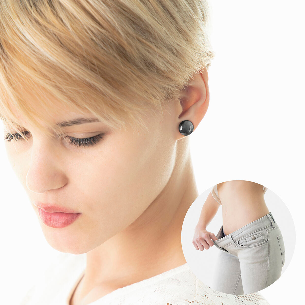 Biomagnetische afslankoorbellen met acupressuurpunten, zwart