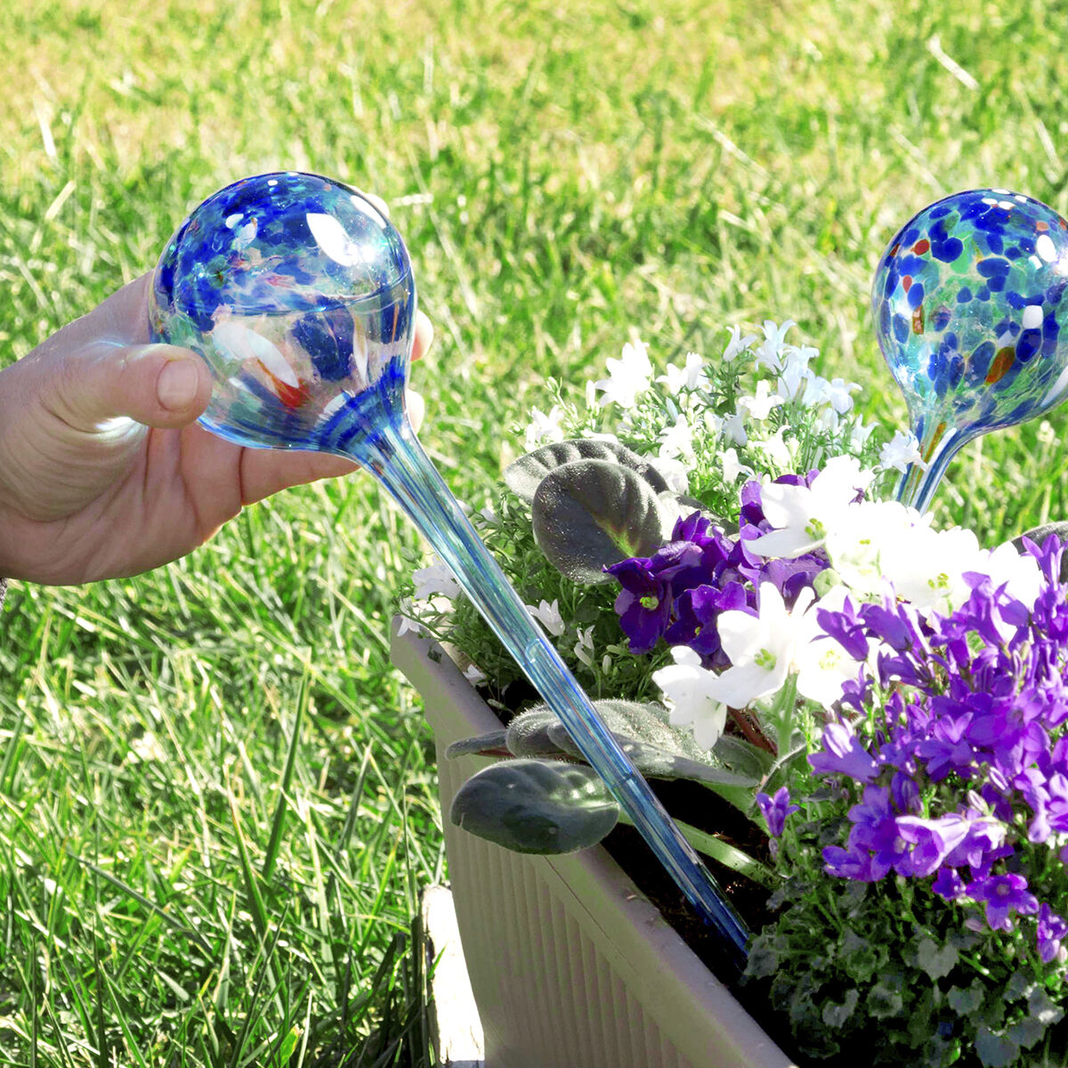 Automatische irrigatieballonnen van glas, 2 stuks, 350 ml, blauw