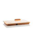 Bamboe opklapbare bijzettafel met lade en onderzetters, beige