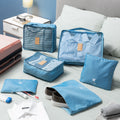 Set organiserende zakken voor koffers, 6-delig, polyester, blauw