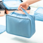 Set organiserende zakken voor koffers, 6-delig, polyester, blauw