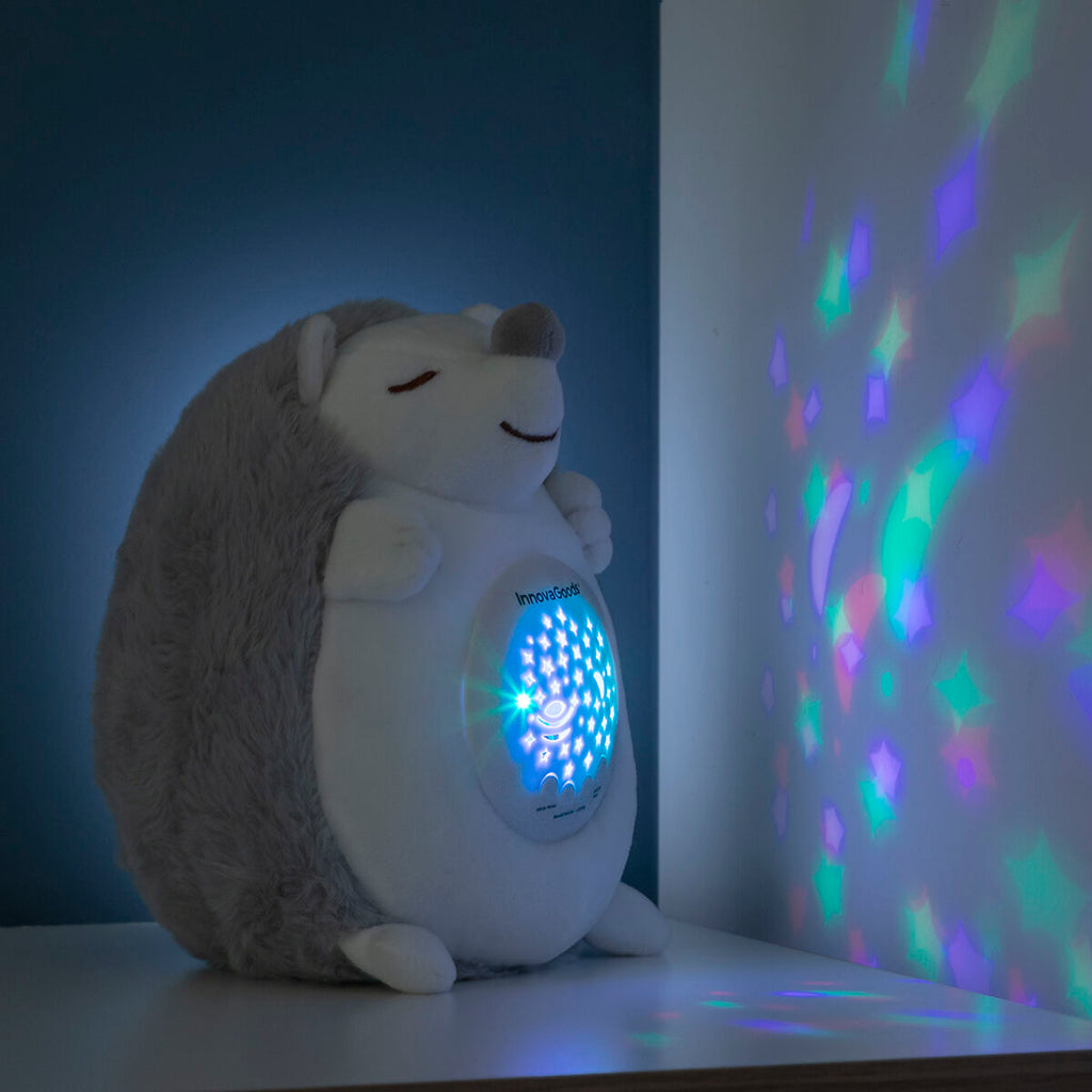 Egel knuffel met witte ruis en nachtlampprojector, grijs/wit
