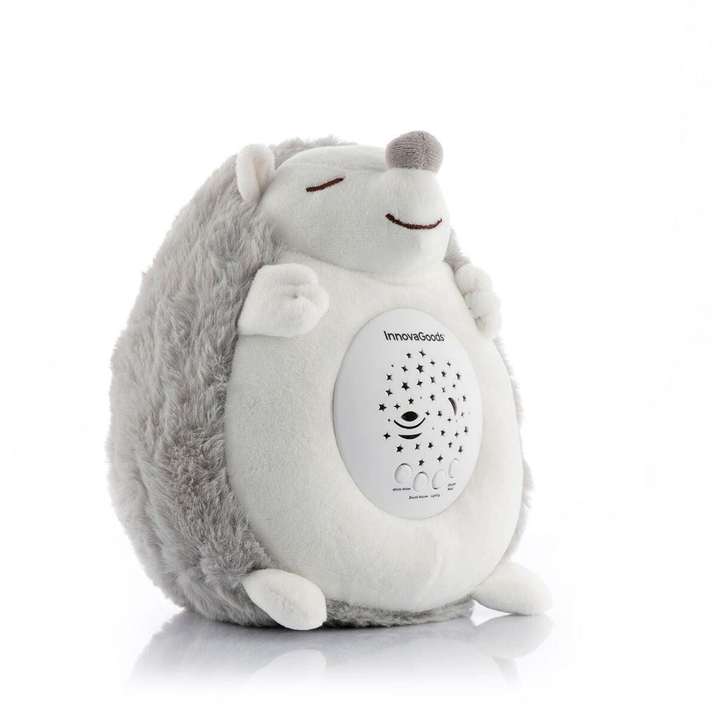 Egel knuffel met witte ruis en nachtlampprojector, grijs/wit