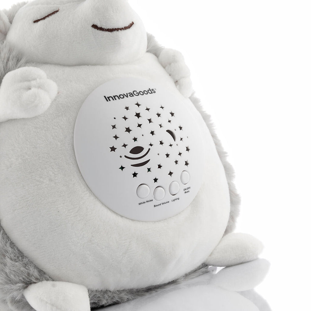 Egel knuffel met witte ruis en nachtlampprojector, grijs/wit