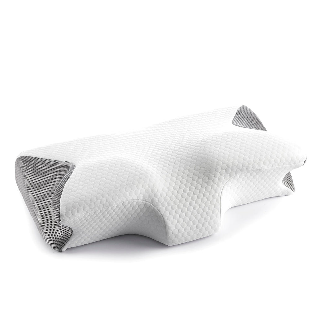 Visco-elastisch nekkussen met ergonomische contouren, wit/grijs