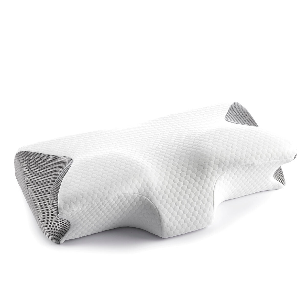Visco-elastisch nekkussen met ergonomische contouren, wit/grijs