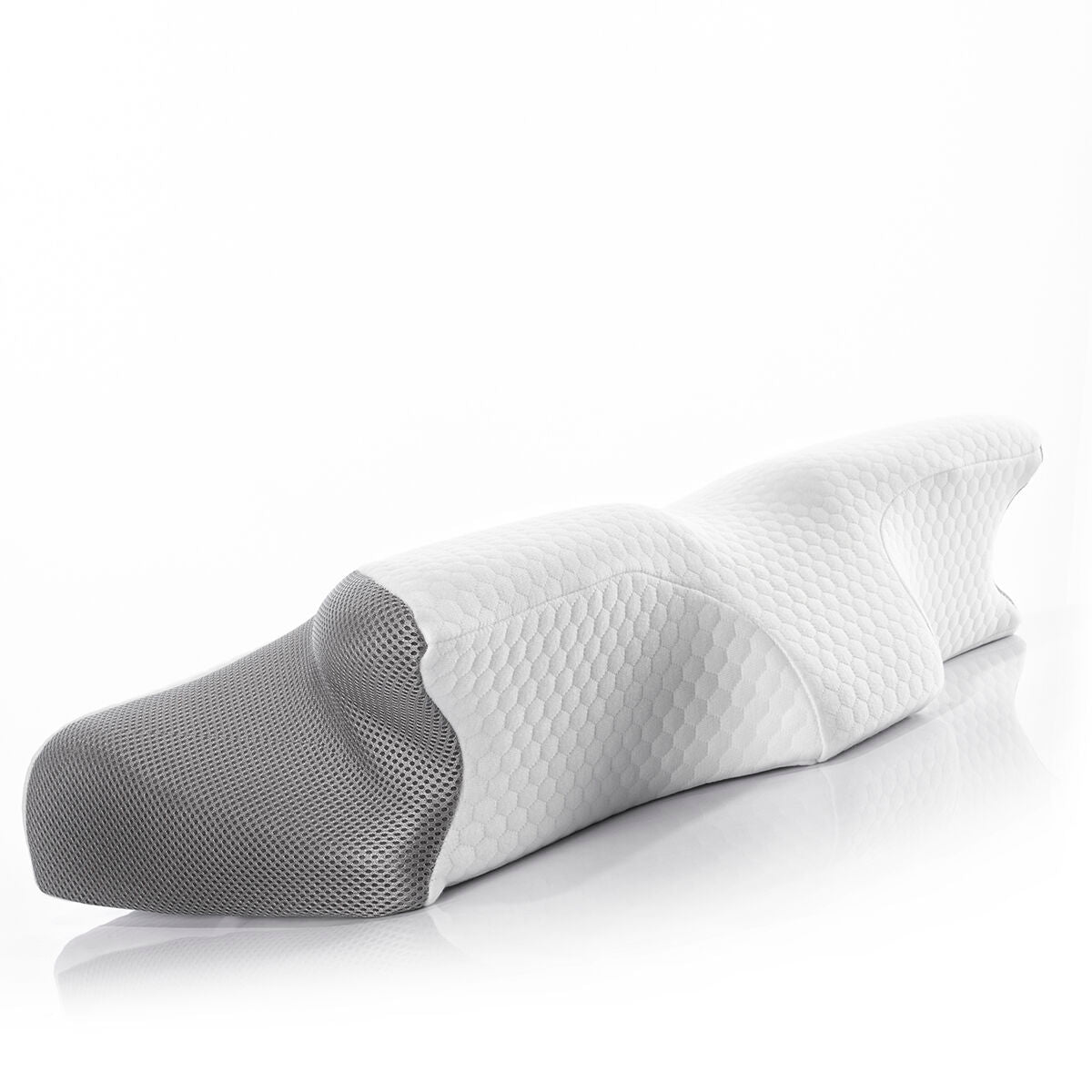 Visco-elastisch nekkussen met ergonomische contouren, wit/grijs