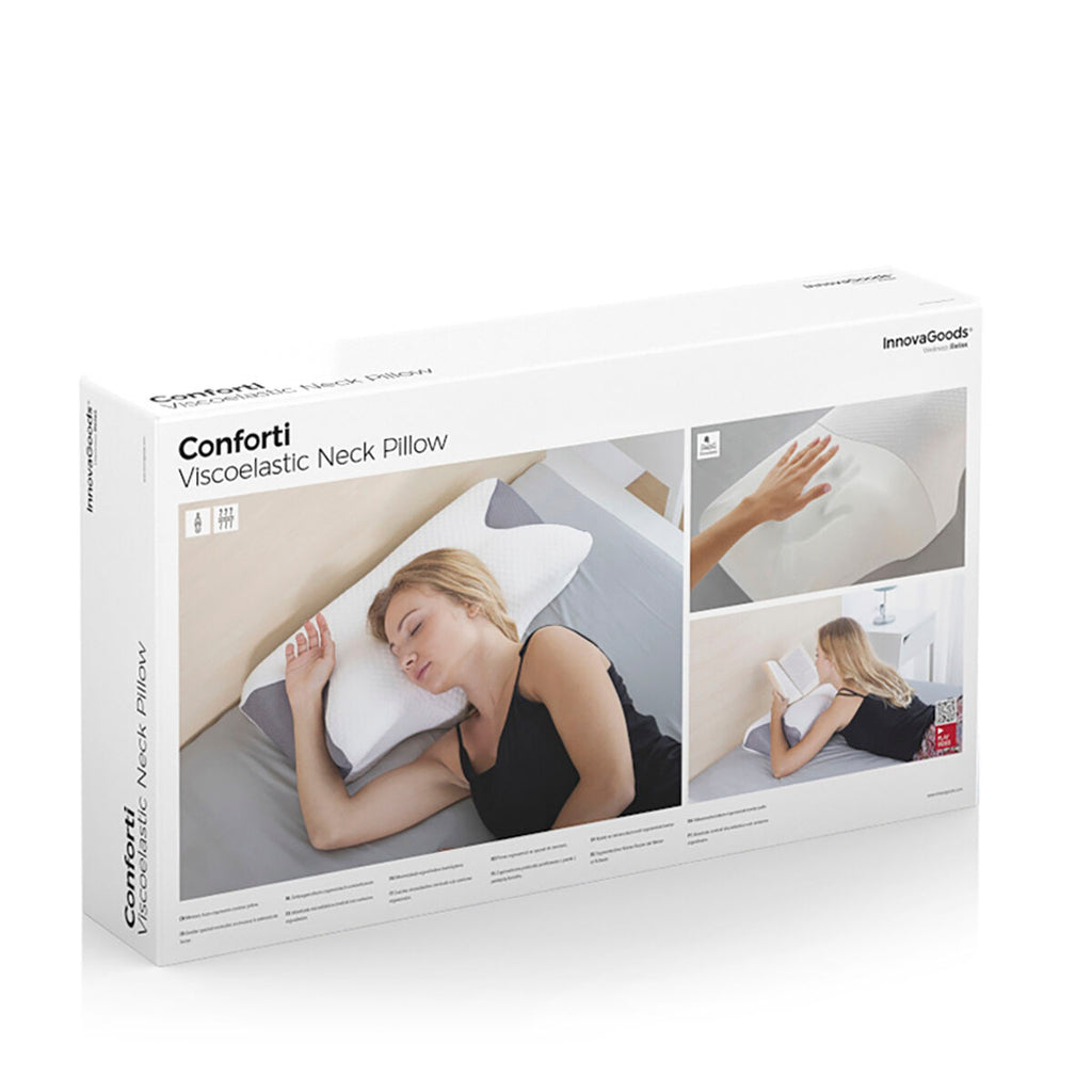 Visco-elastisch nekkussen met ergonomische contouren, wit/grijs