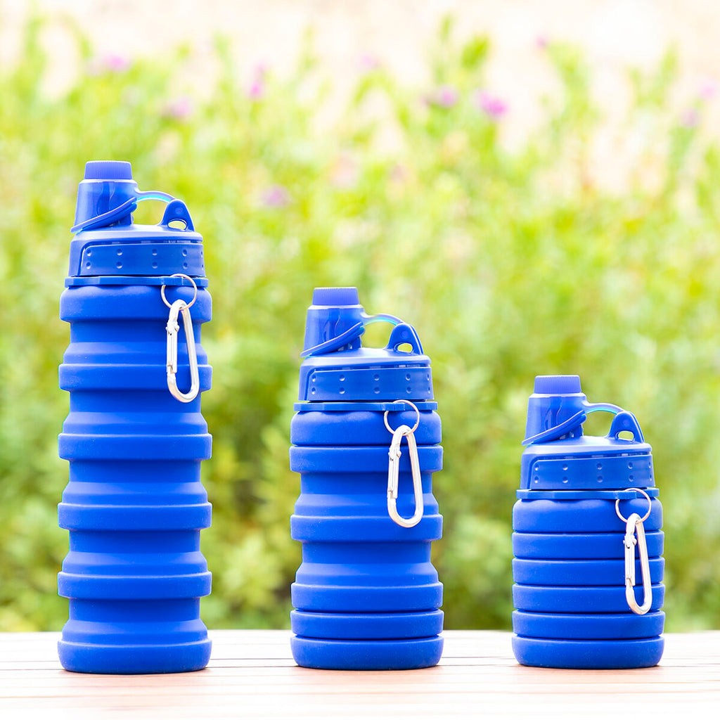 Opvouwbare siliconen fles 500 ml, blauw, BPA-vrij