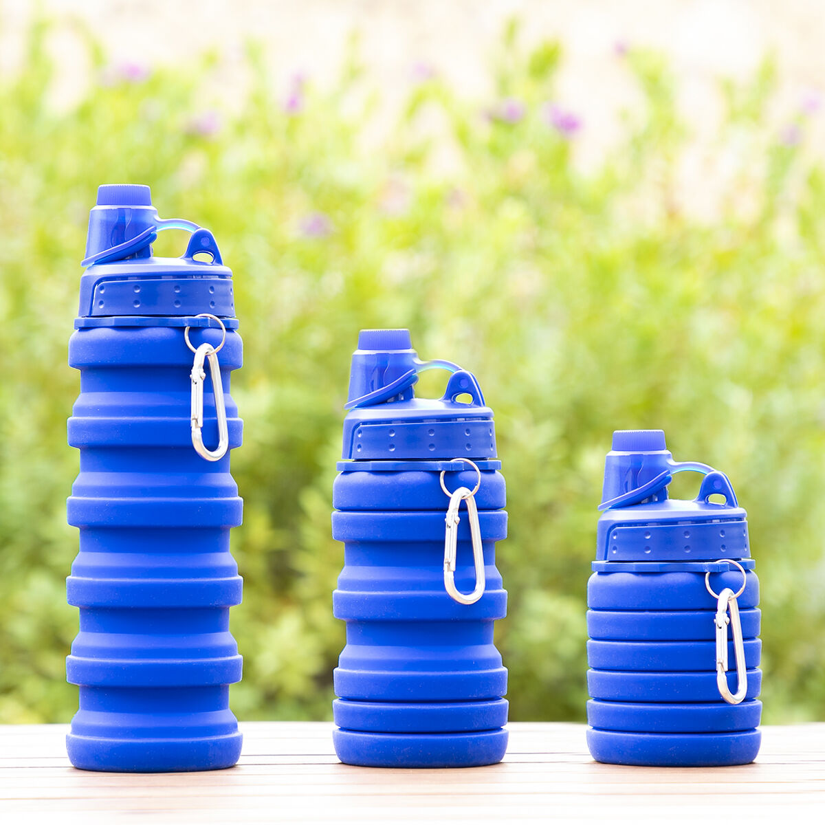 Opvouwbare siliconen fles 500 ml, blauw, BPA-vrij