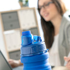 Opvouwbare siliconen fles 500 ml, blauw, BPA-vrij