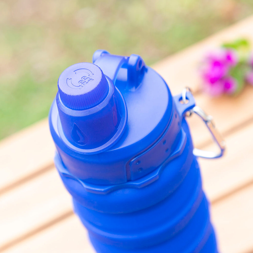 Opvouwbare siliconen fles 500 ml, blauw, BPA-vrij