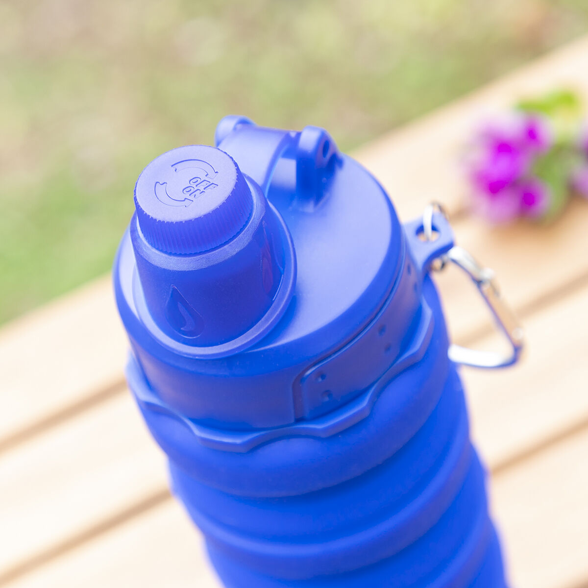 Opvouwbare siliconen fles 500 ml, blauw, BPA-vrij
