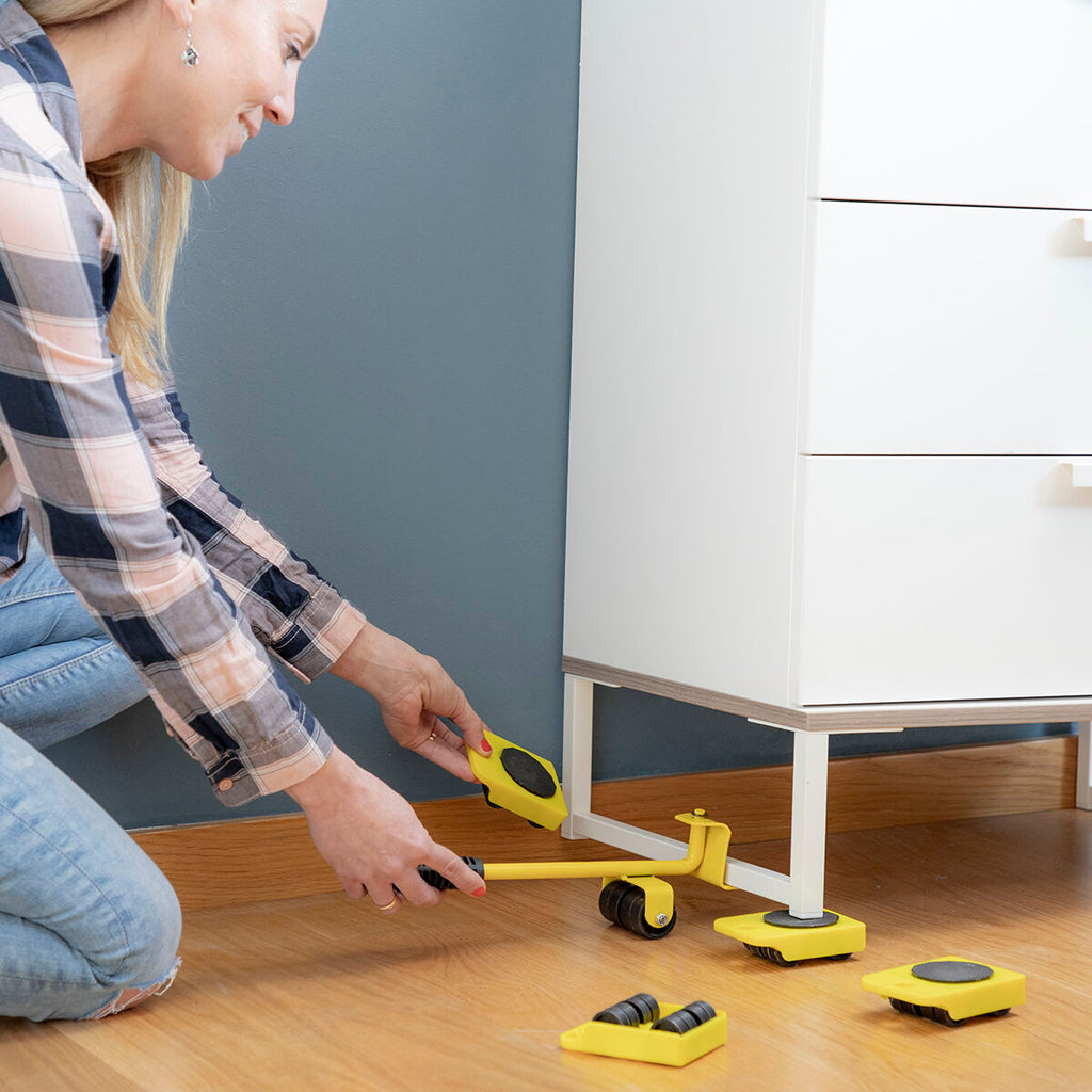 Til- en verplaatshulp voor meubels, 5-delig, met wieltjes en hefboom