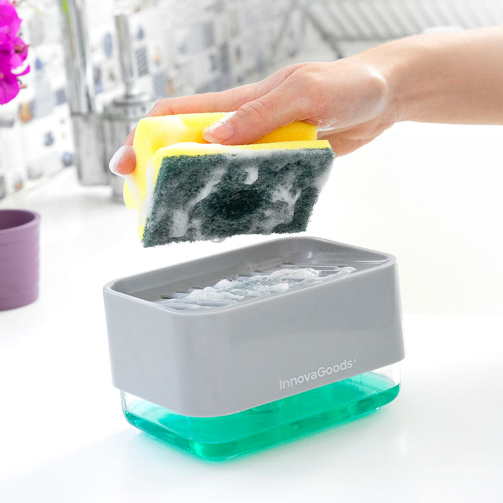 2-in-1 zeepdispenser met sponshouder voor aanrecht, 330 ml