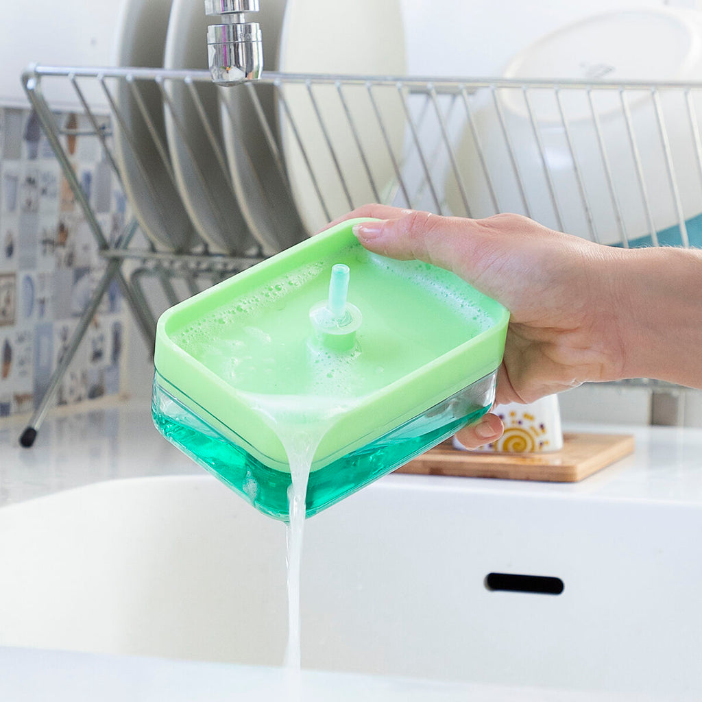 2-in-1 zeepdispenser met sponshouder voor aanrecht, 330 ml