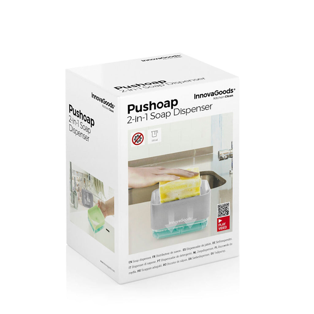 2-in-1 zeepdispenser met sponshouder voor aanrecht, 330 ml