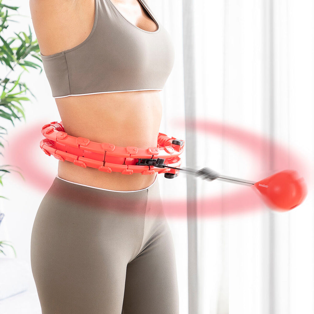 Aanpasbare slimme fitnesshoepel met gewicht, 24 delen, rood/zwart