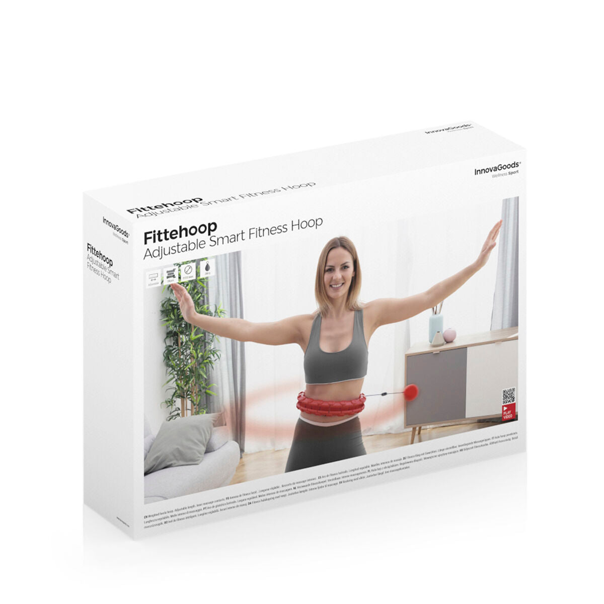 Aanpasbare slimme fitnesshoepel met gewicht, 24 delen, rood/zwart