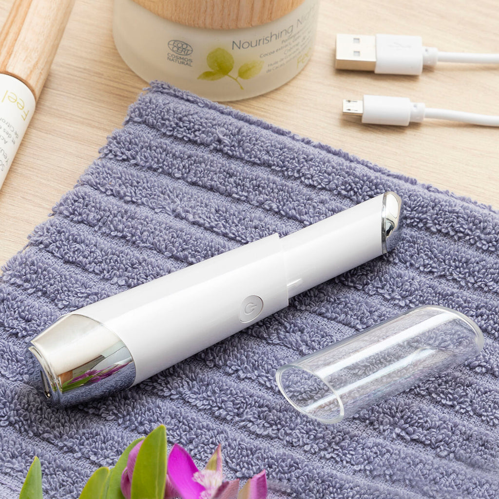 Anti-ageing oogmassager met fototherapie, thermotherapie en vibratie