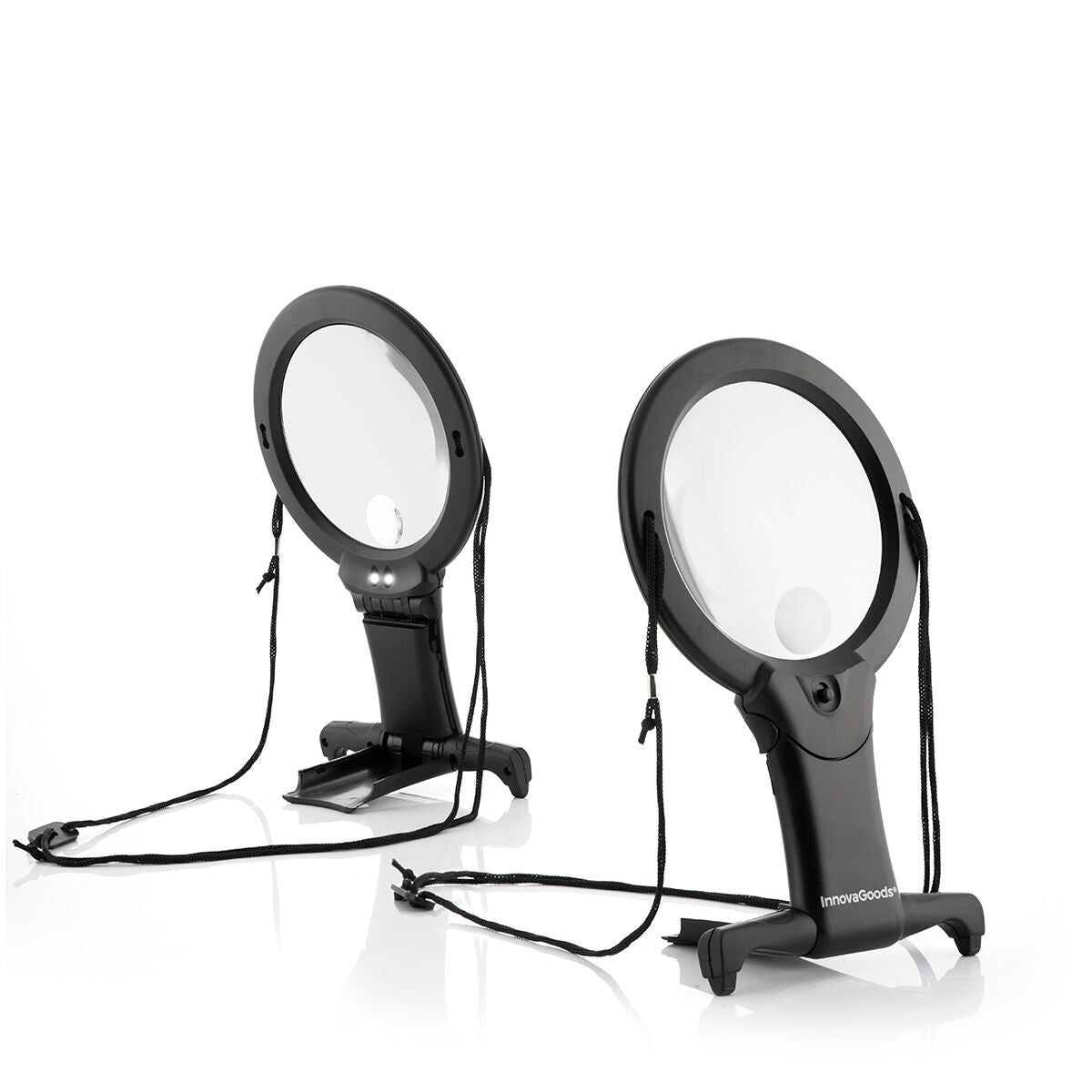 Handsfree vergrootglas met ledverlichting, 2x en 5x vergroting, zwart