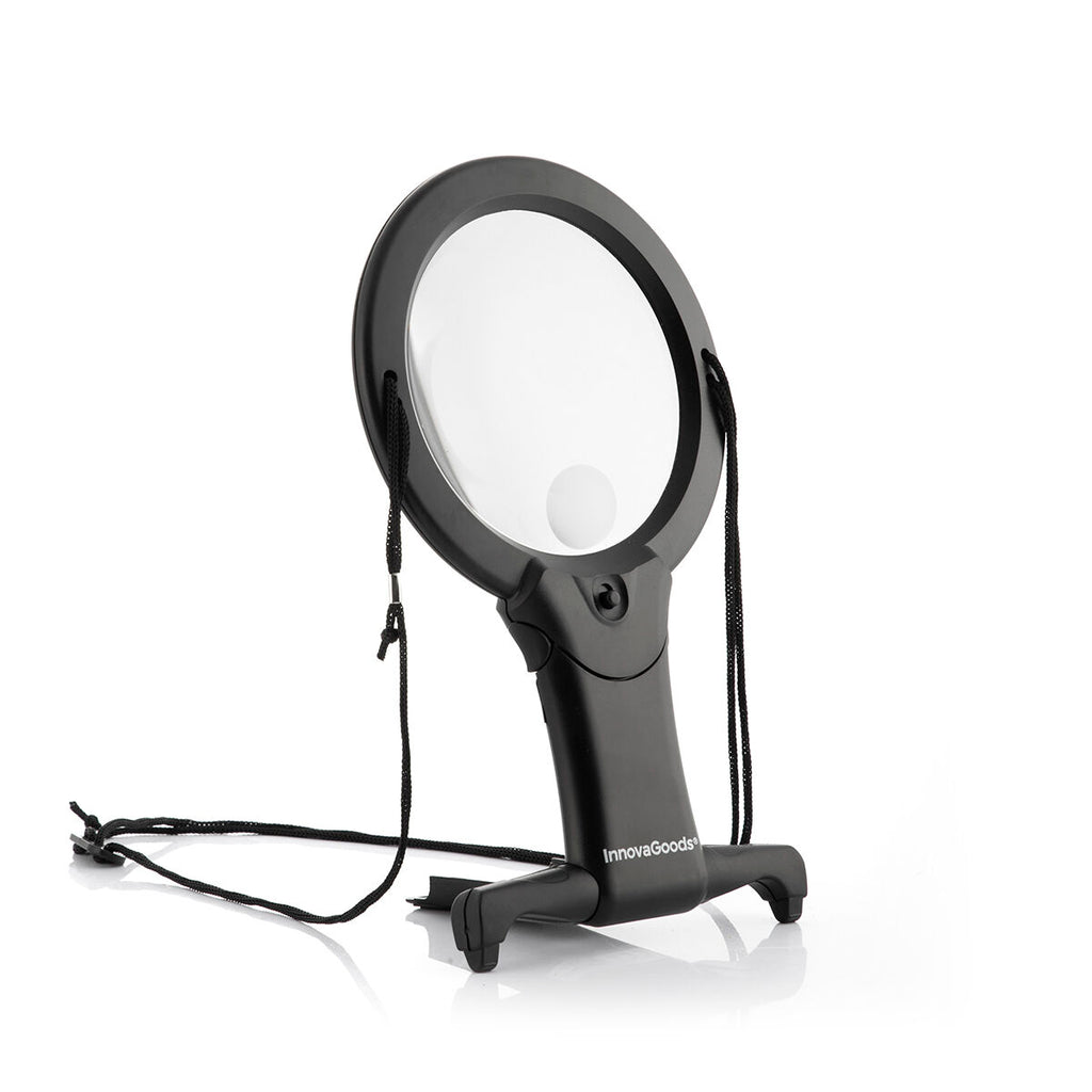 Handsfree vergrootglas met ledverlichting, 2x en 5x vergroting, zwart