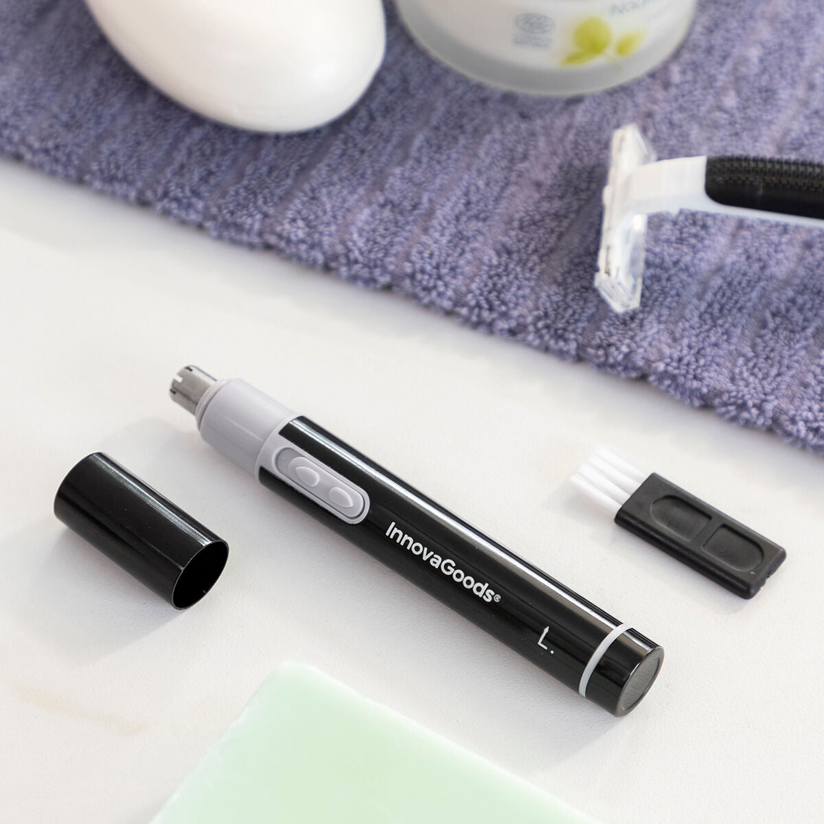 Neus- en oortrimmer, draadloos, compact, zwart-grijs