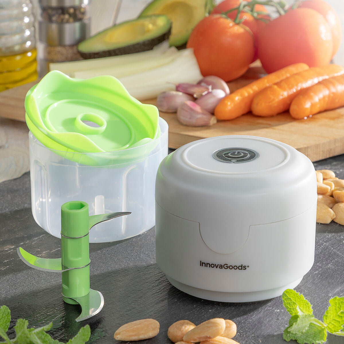Oplaadbare draagbare minisnijder 200 ml, USB-C, 3 messen RVS