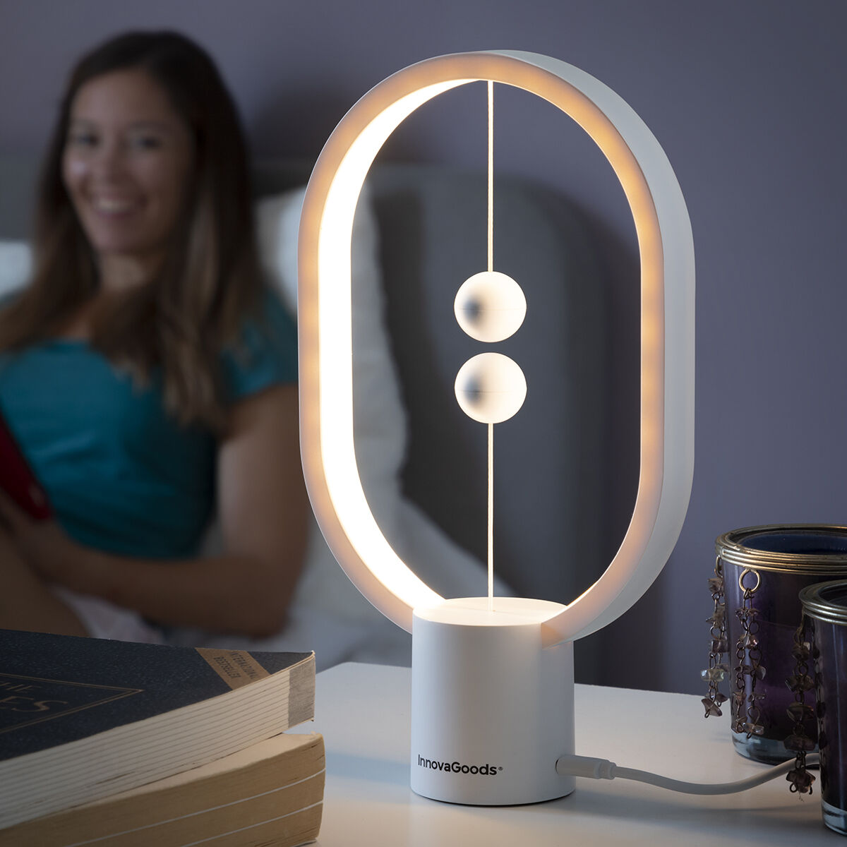 Balanslamp met magnetische schakelaar - LED tafellamp wit ABS